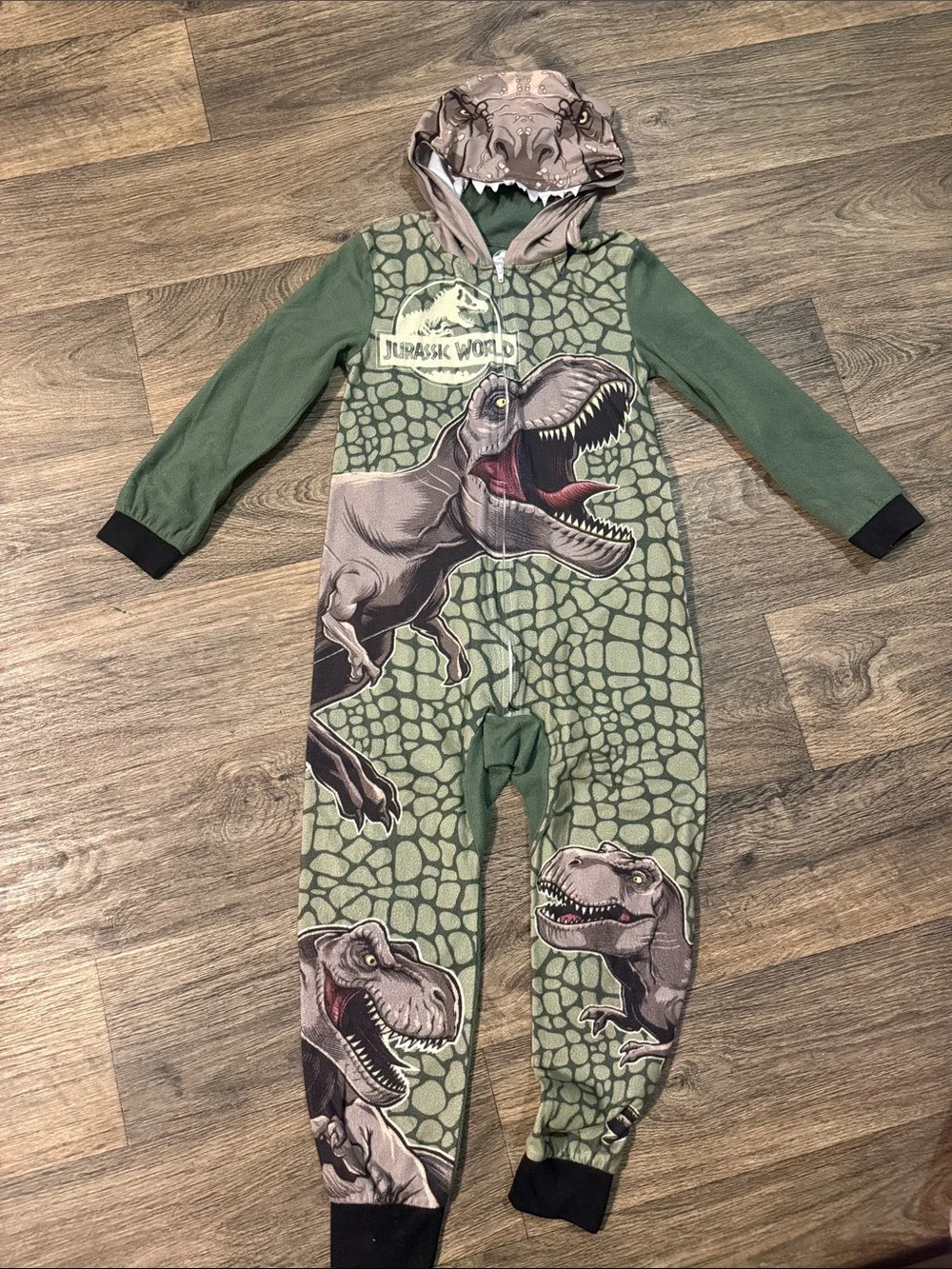 Jurassic World Green Dino Hooded One-Piece Pajamas